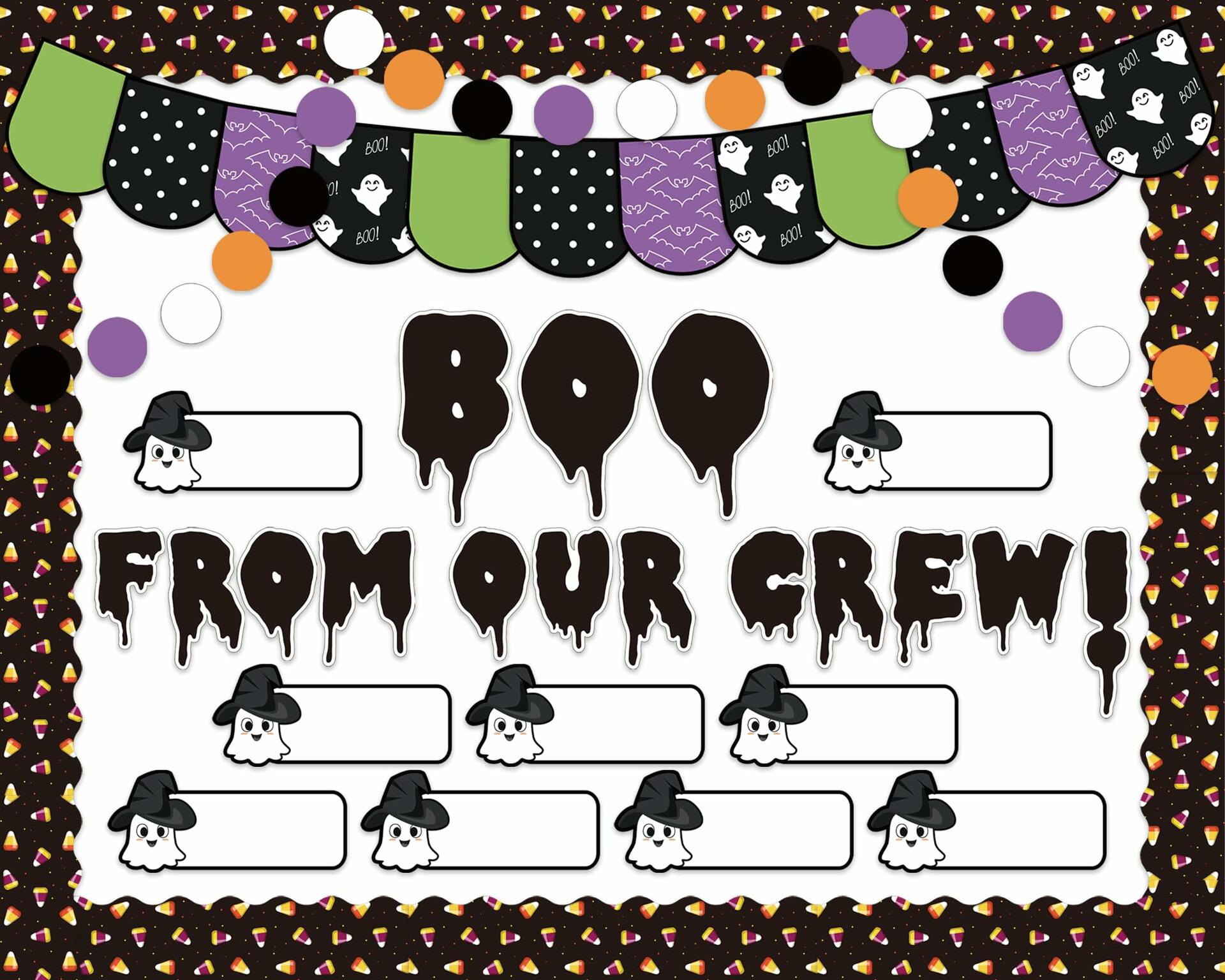 NBjiuyin 4Ft Halloween Ghosts Cutouts with 100 Glue Dots White Paper