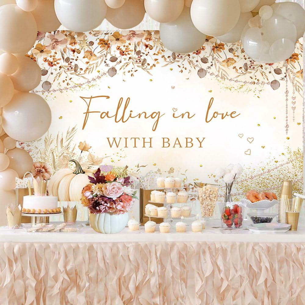 MEHOFOND Wildflower Fall Baby Shower Banner 5.9x3.6ft Autumn Floral Decor