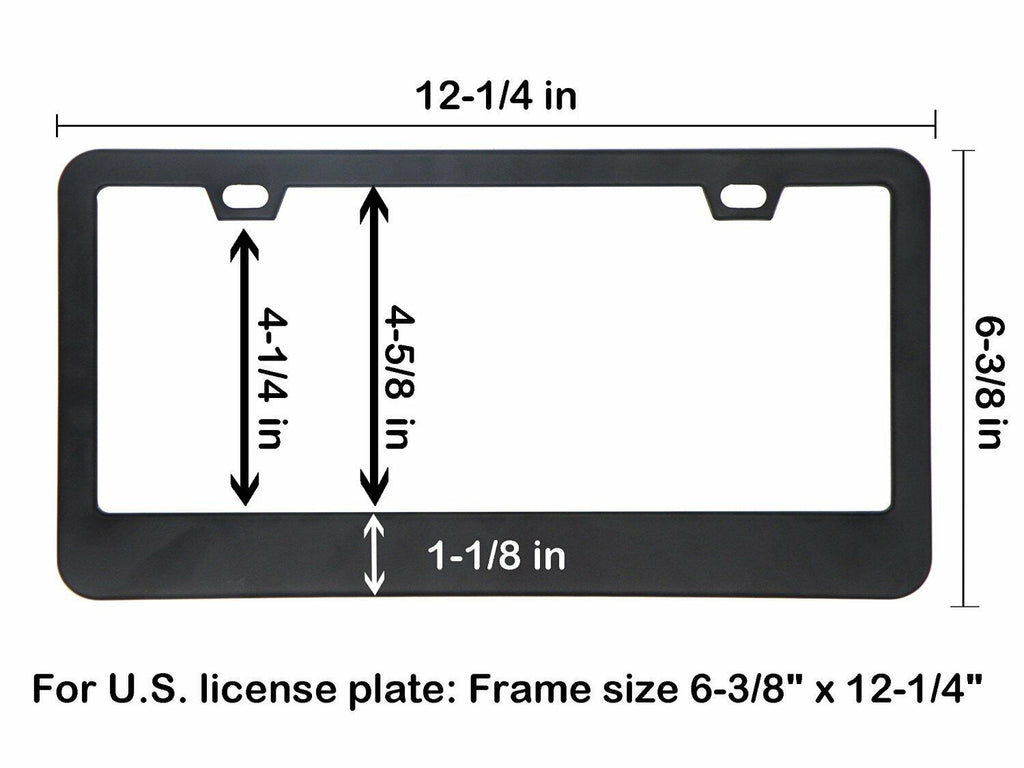Car License Plate Frame Matte Stainless Steel Black 2 Pack with Screws Caps