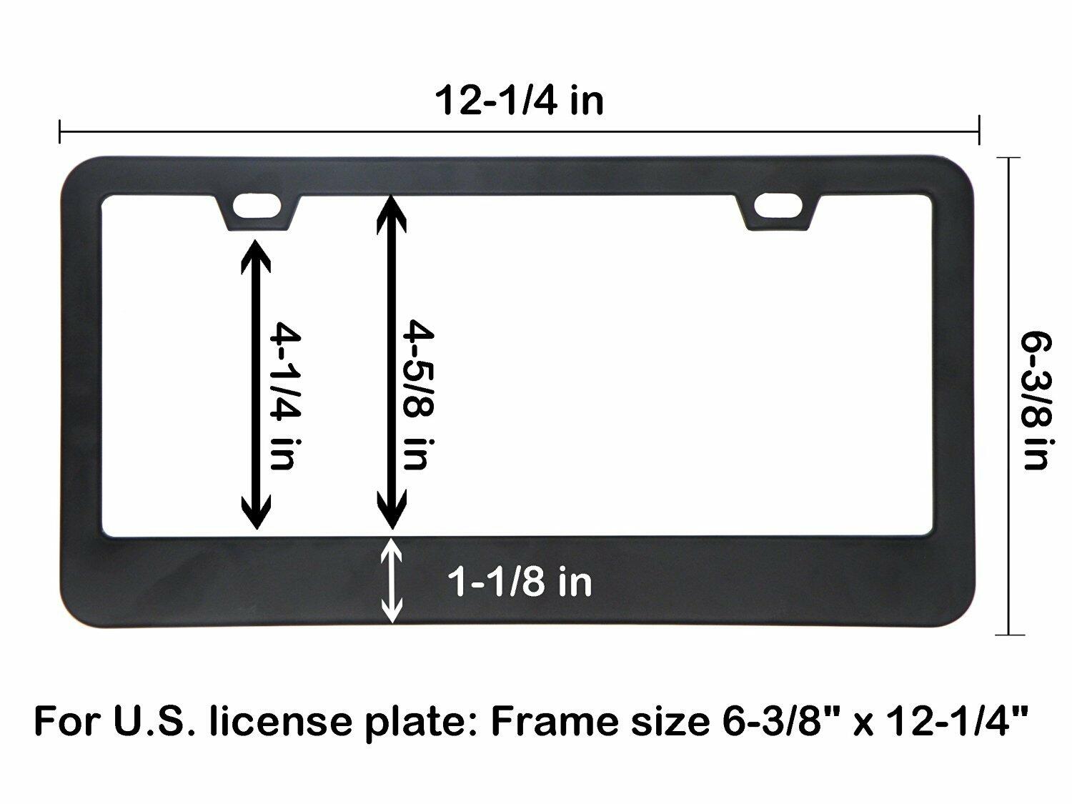Car License Plate Frame Matte Stainless Steel Black 2 Pack with Screws Caps