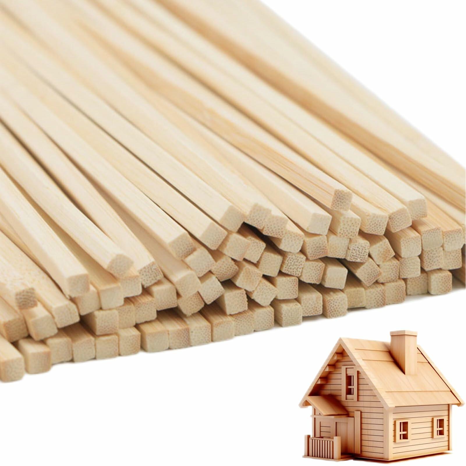 DaTpuik 50 PCS Bamboo Wood Square Dowel Rods 1/2x12 Inch Unfinished