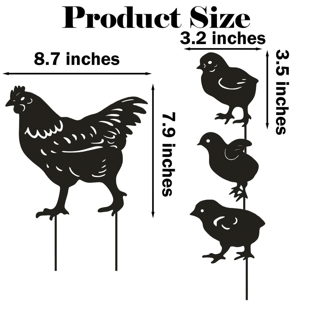 Dupiulk 4 Pack Metal Chicken Garden Stakes Hen Chicks Outdoor Decor
