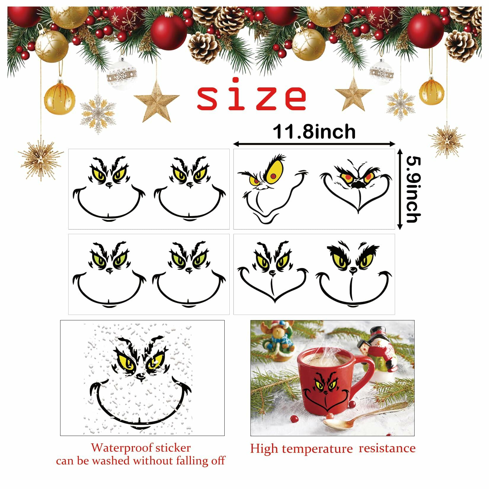 MYJMN Large 5 Inch Christmas Face Eyes Stickers Vinyl Decals for Crafts
