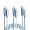 MenoSupp USB C to Lightning Cable 3 Pack 6FT White Blue Fast Charge