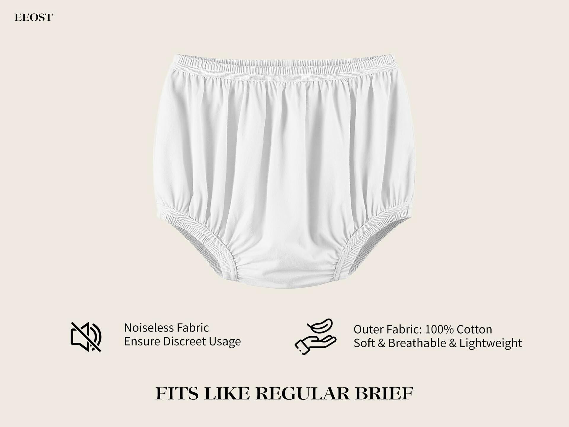 EEOST Women's Incontinence Diaper Plastic Pants Waterproof Cloth Cover White XXL