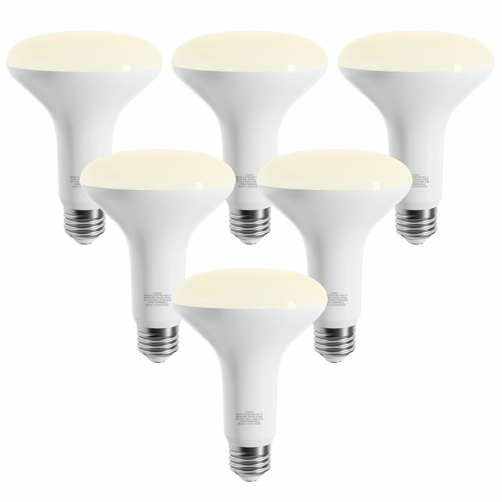 novapollo LED BR30 Flood Light Bulbs 8W 2700K Soft White E26 Base 6 Pack