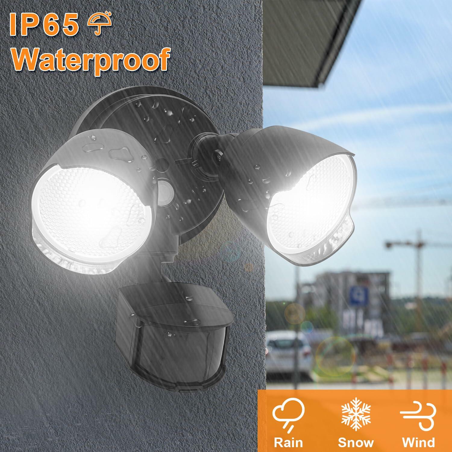CELAVY 15W LED Security Light Motion Sensor Outdoor IP65 Black Dual Head