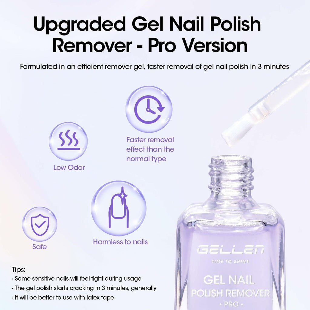 Gellen Gel Nail Polish Remover Fast No Soak Professional 0.5 fl oz