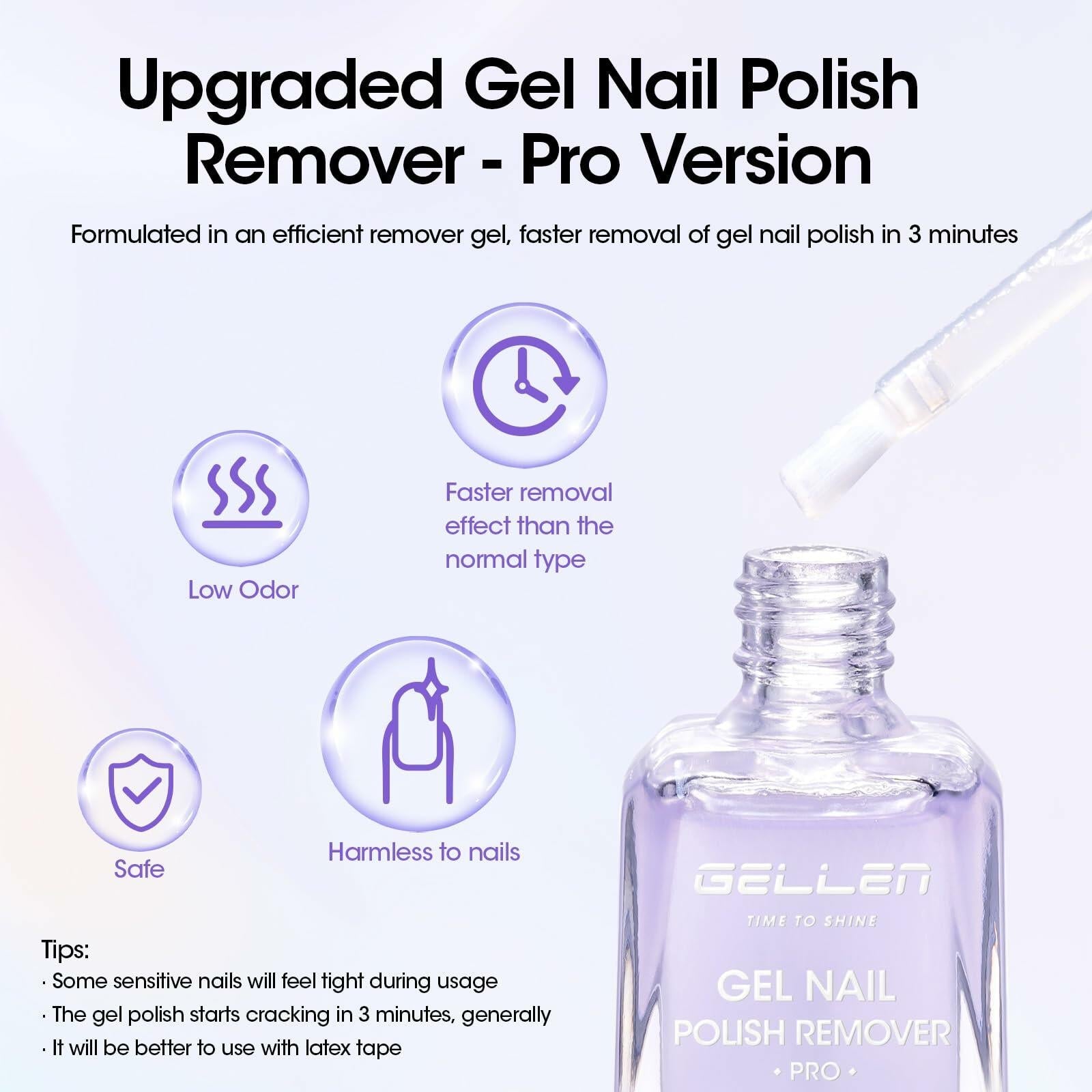 Gellen Gel Nail Polish Remover Fast No Soak Professional 0.5 fl oz