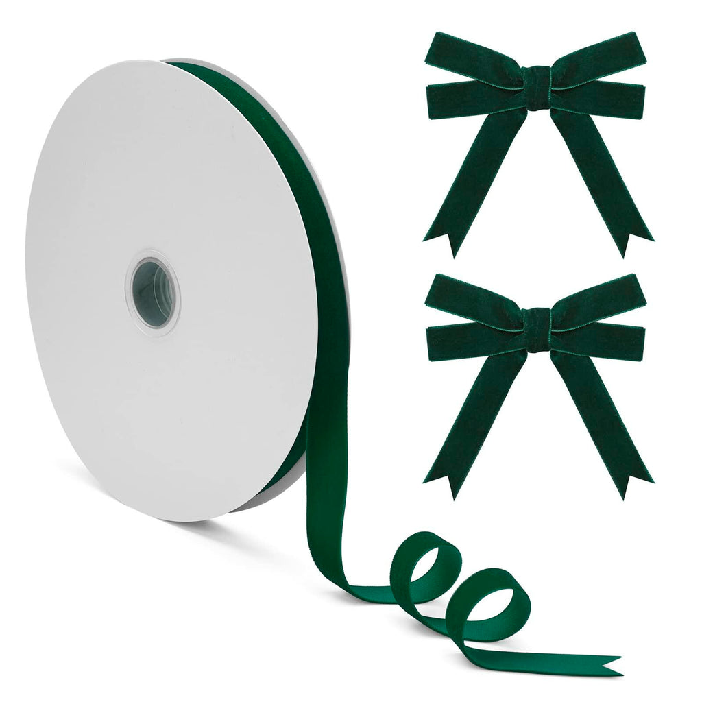 Coowayze Dark Green Velvet Ribbon 1 Inch x 10 Yd Vintage Christmas Crafting