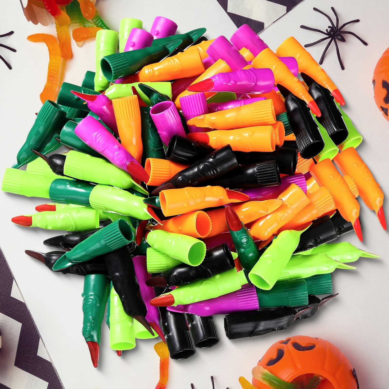 Sosation 150 Pcs Spooky Witch Fingers Fake Nails Black Halloween Gothic