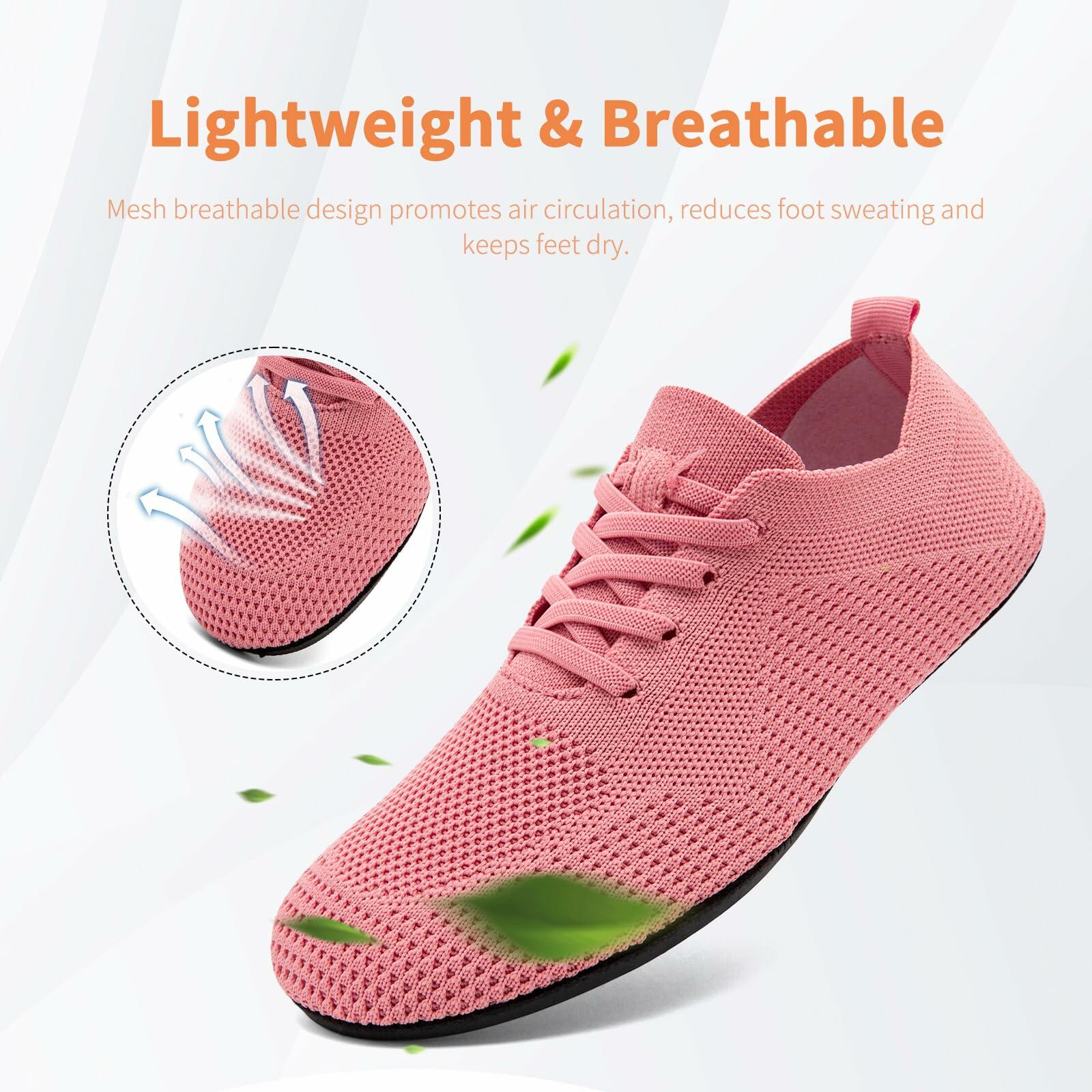 Oltyutc Women's Barefoot Minimalist Running Slip On Sneakers Pink Size 8.5