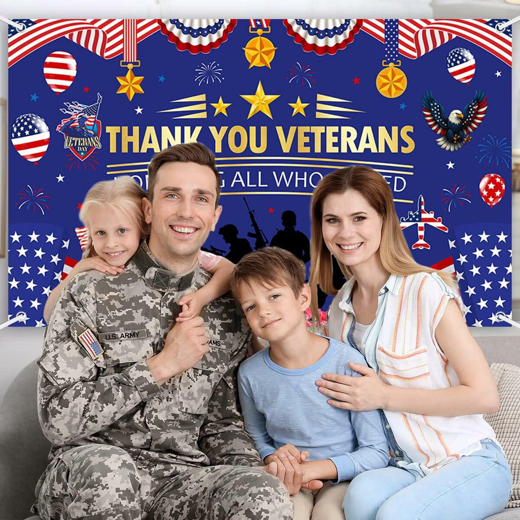 AIBIIN Veterans Day Photography Backdrop Patriotic Red White Blue 70.8x43.3in