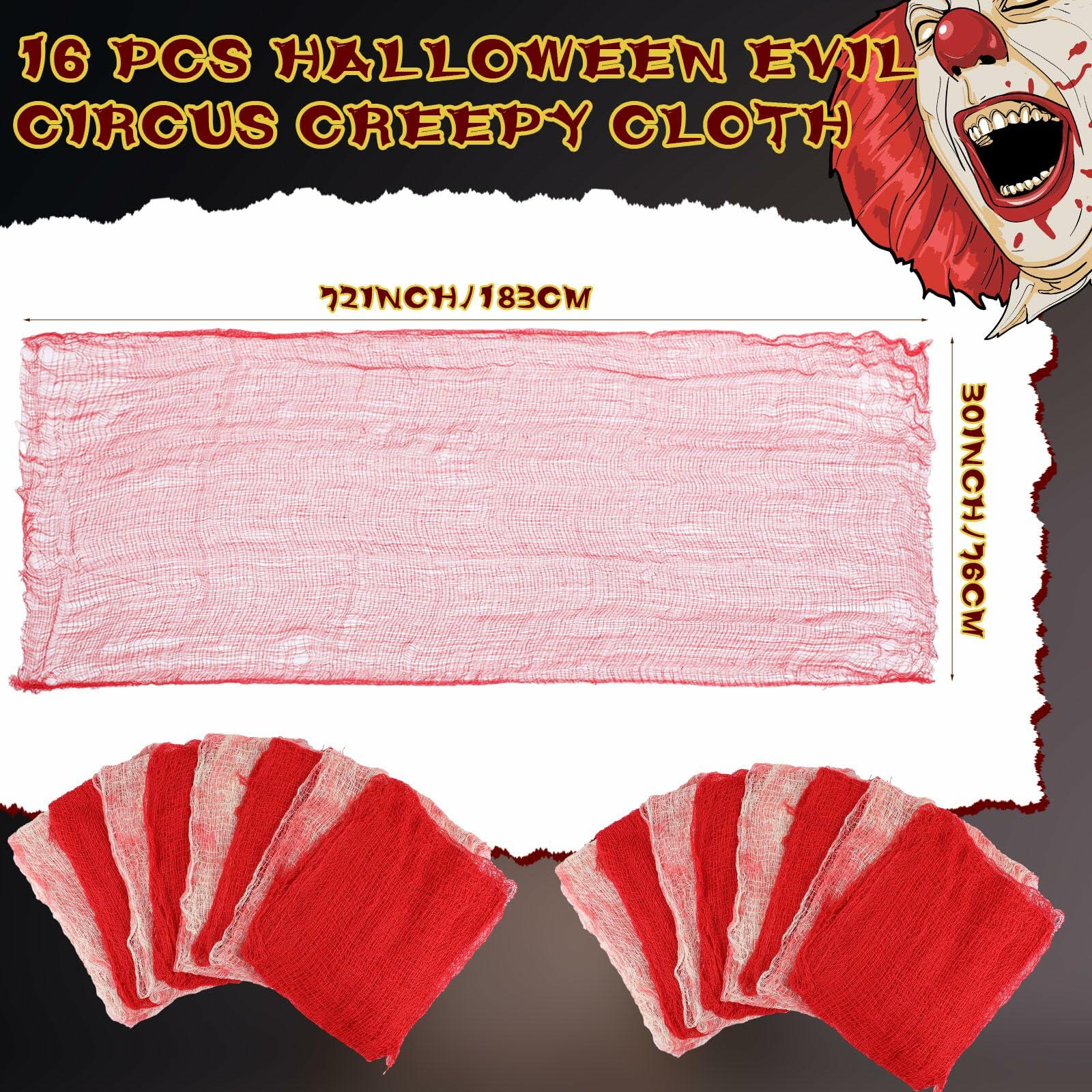 Preboun Halloween Creepy Cloth Gauze Decorations Red 16 Pcs 30x72in
