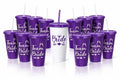 Skyley 16 Pcs Bachelorette Cups Plastic Travel Mugs White Purple Wedding