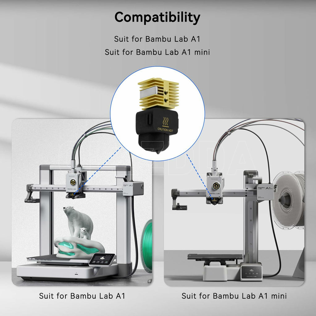 Olzzdda Upgrade 0.4mm A1 Mini Hotend Brass Plating Silicone Cover