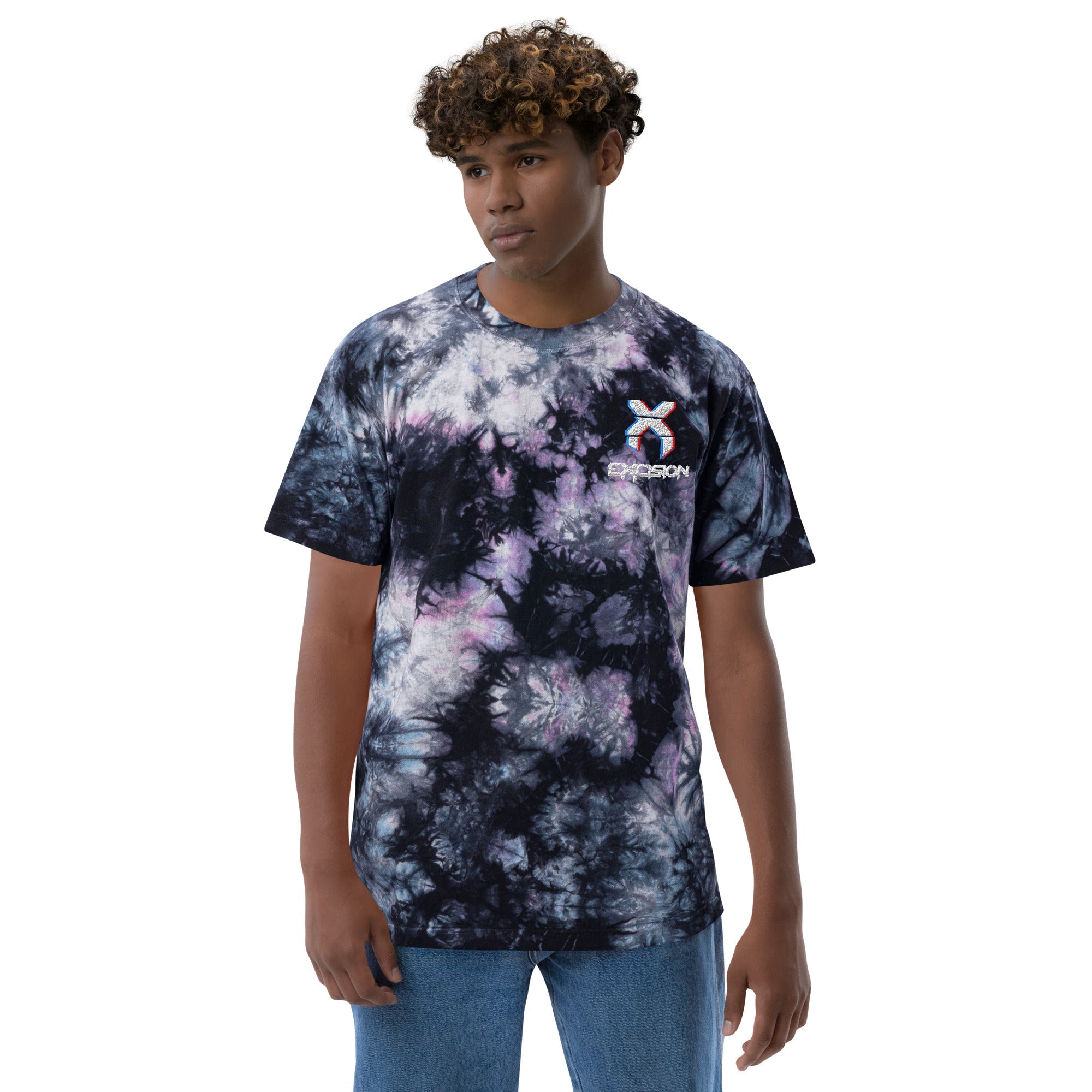 Excision Embroidery Tie Dye Rave T-Shirt for Headbanger Men Women Unisex