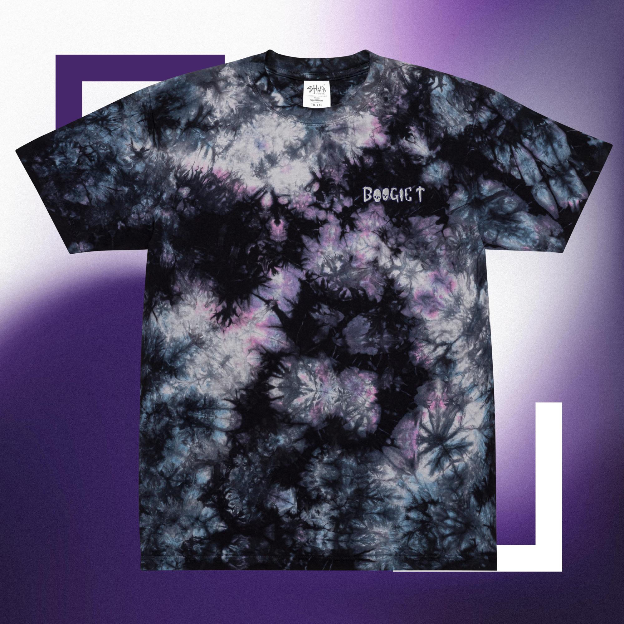 Boogie T Tie Dye Embroidered Oversized Music Festival Tee for Men Women Unisex