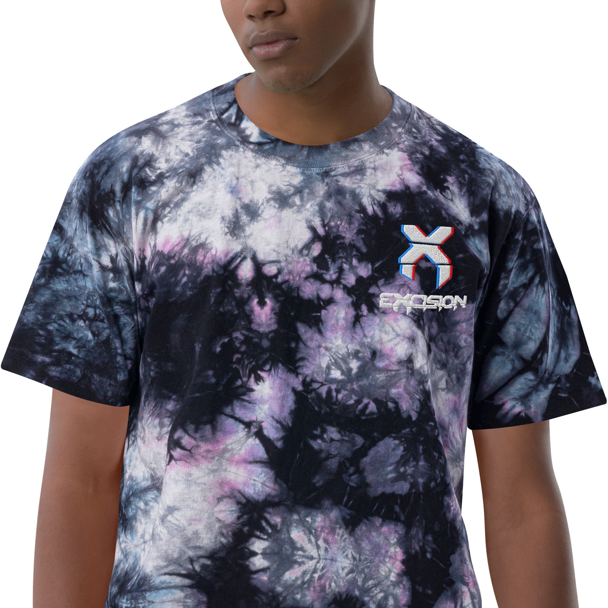 Excision Embroidery Tie Dye Rave T-Shirt for Headbanger Men Women Unisex