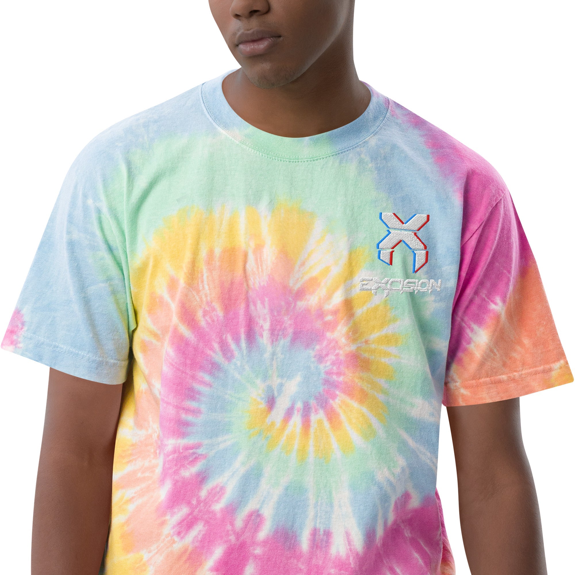 Excision Embroidery Tie Dye Rave T-Shirt for Headbanger Men Women Unisex