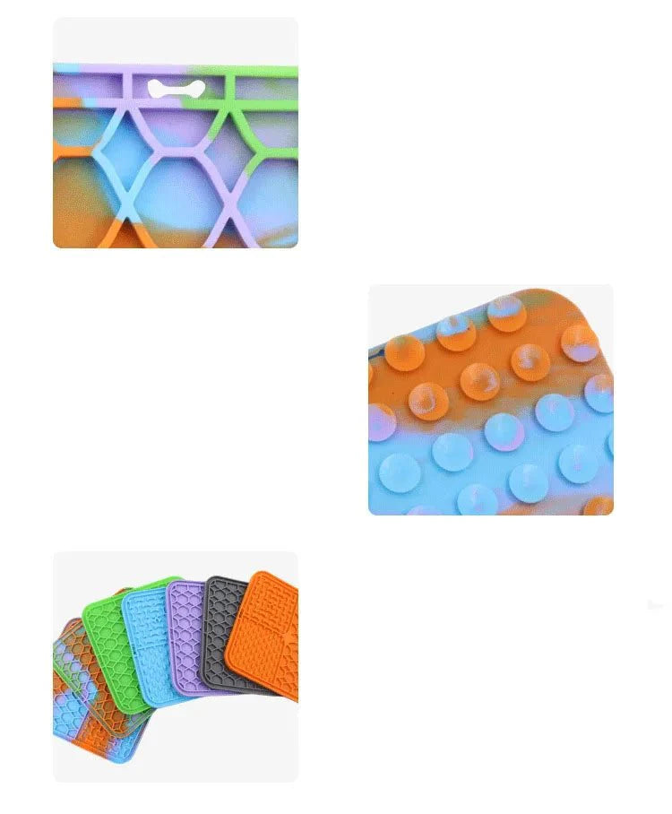 Silicone Pet Lick Mat | Slow Feeder Plate with Suction Cups for Dogs
