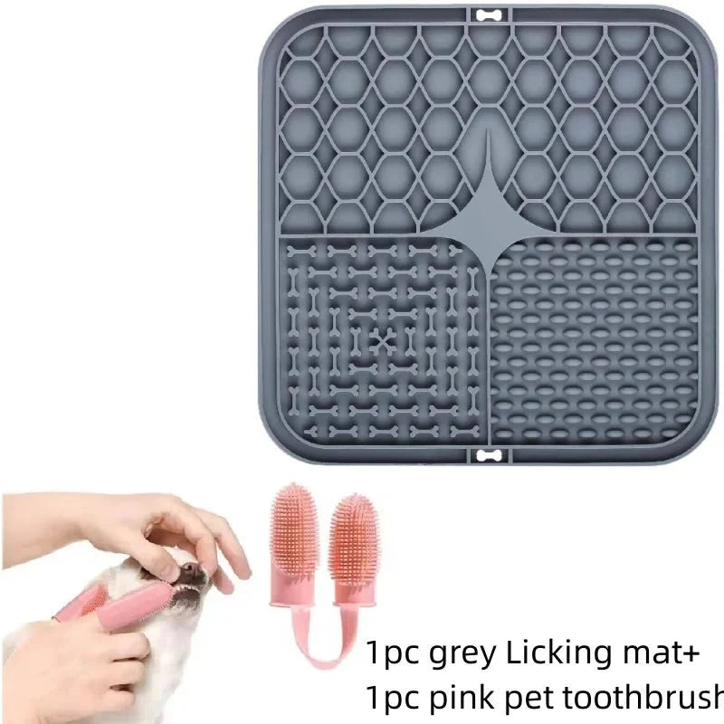 Silicone Pet Lick Mat | Slow Feeder Plate with Suction Cups for Dogs
