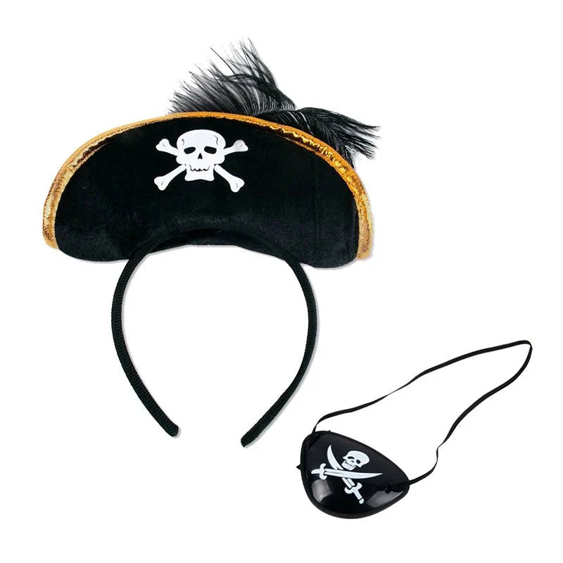 Pirate Skull Hat & Eye Patch Set – Kids Halloween Captain Costume Accessory