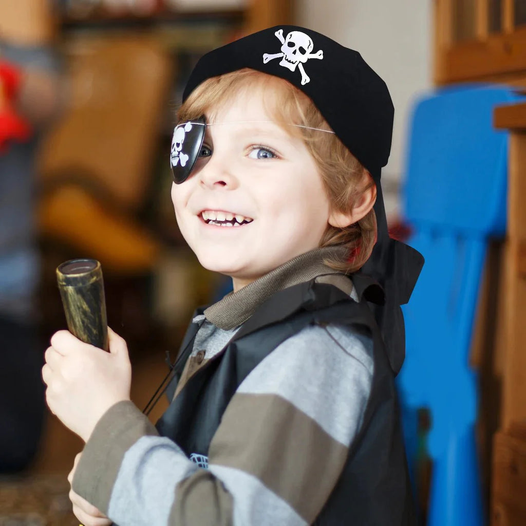 Pirate Skull Hat & Eye Patch Set – Kids Halloween Captain Costume Accessory