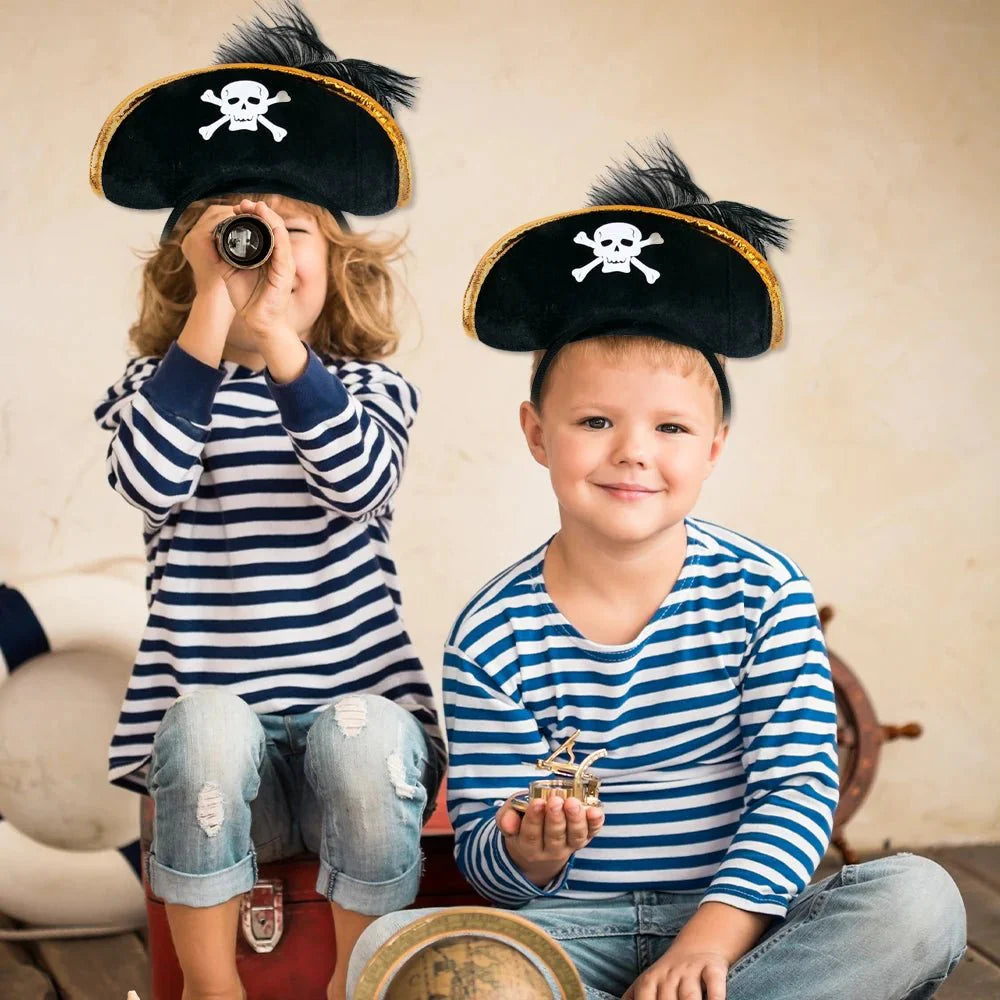 Pirate Skull Hat & Eye Patch Set – Kids Halloween Captain Costume Accessory