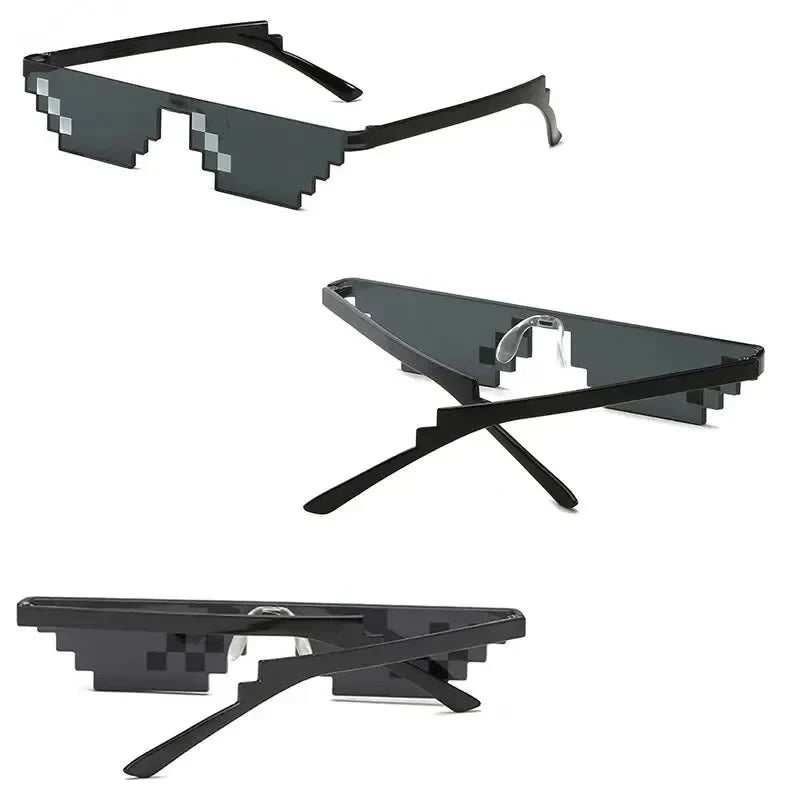 Pixel Mosaic Sunglasses | Funny Retro Gamer Glasses for Party and Cosplay