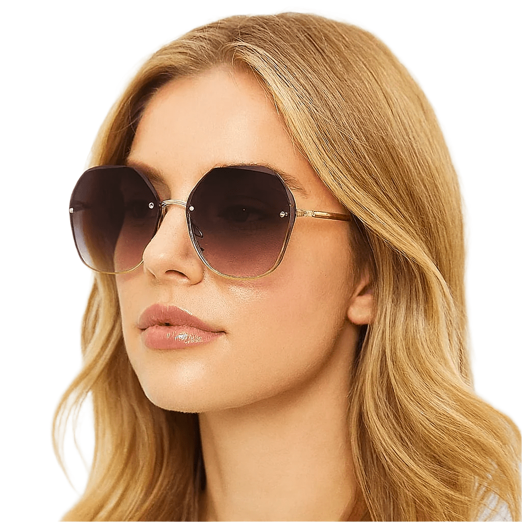 Polygonal Metal Sunglasses – Retro Luxury UV protection Eyewear