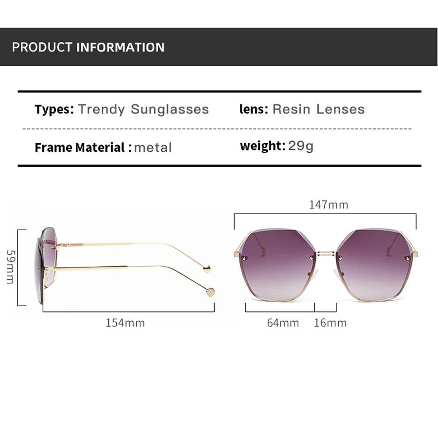 Polygonal Metal Sunglasses – Retro Luxury UV protection Eyewear