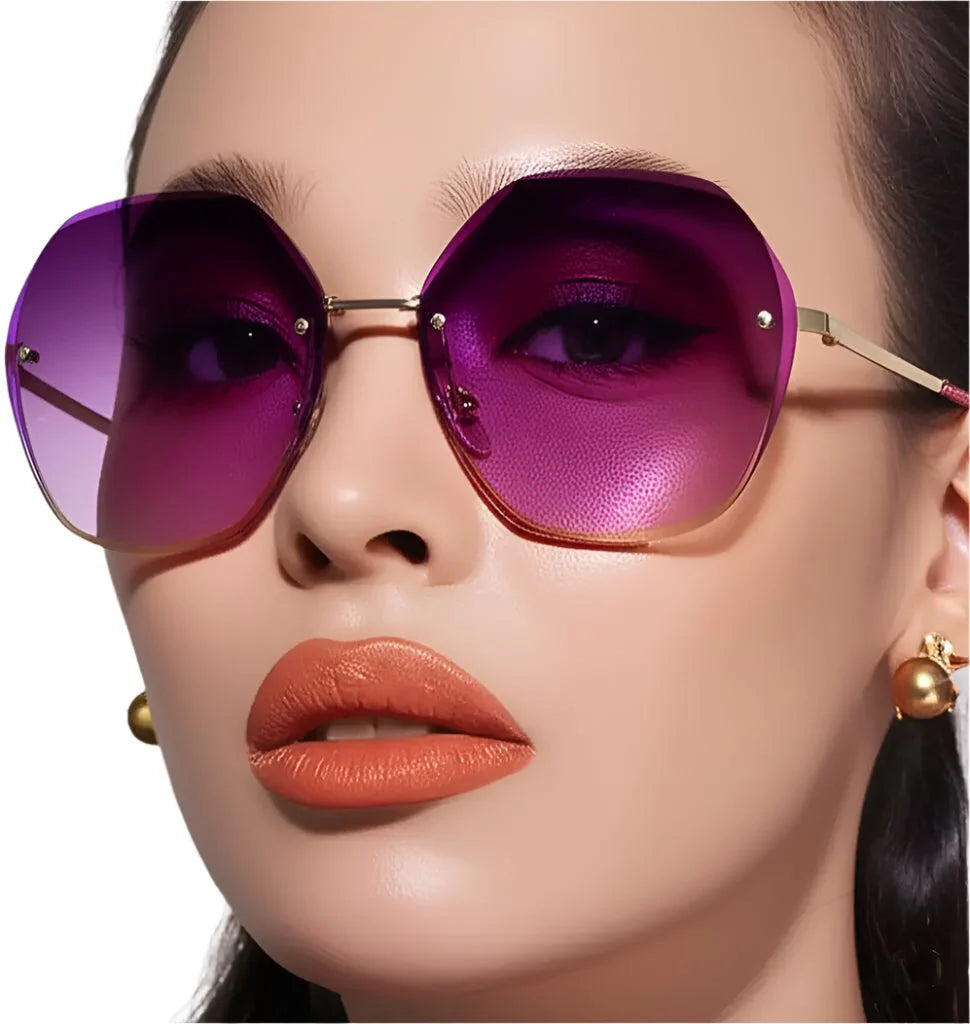 Polygonal Metal Sunglasses – Retro Luxury UV protection Eyewear