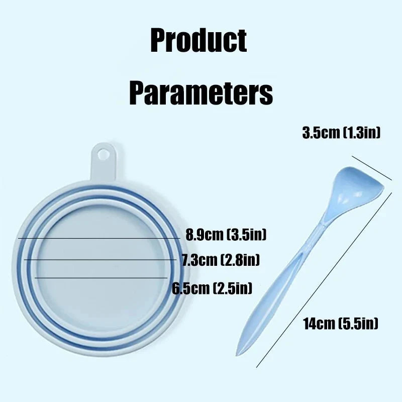 Portable Silicone Pet Food Lid and Spoon Set – 2-in-1 Can Cover and Sealer