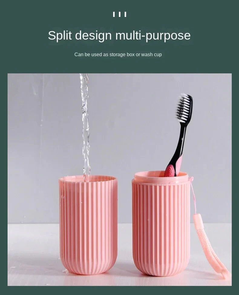 Portable Toothbrush Cup – Travel Toothpaste Holder and Toiletry Storage Case Organizer