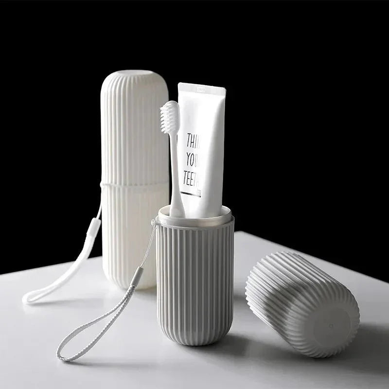 Portable Toothbrush Cup – Travel Toothpaste Holder and Toiletry Storage Case Organizer