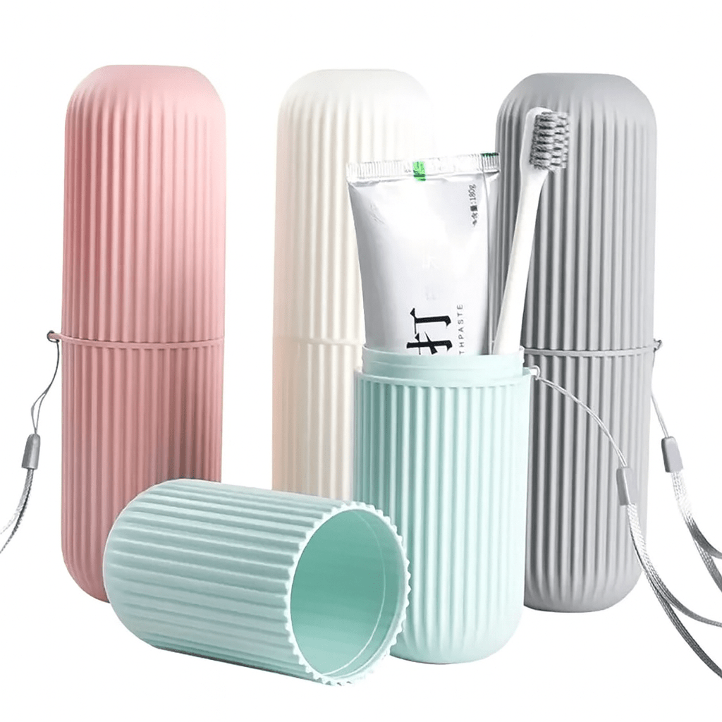 Portable Toothbrush Cup – Travel Toothpaste Holder and Toiletry Storage Case Organizer