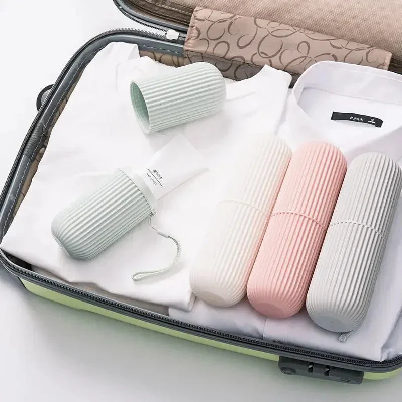 Portable Toothbrush Cup – Travel Toothpaste Holder and Toiletry Storage Case Organizer