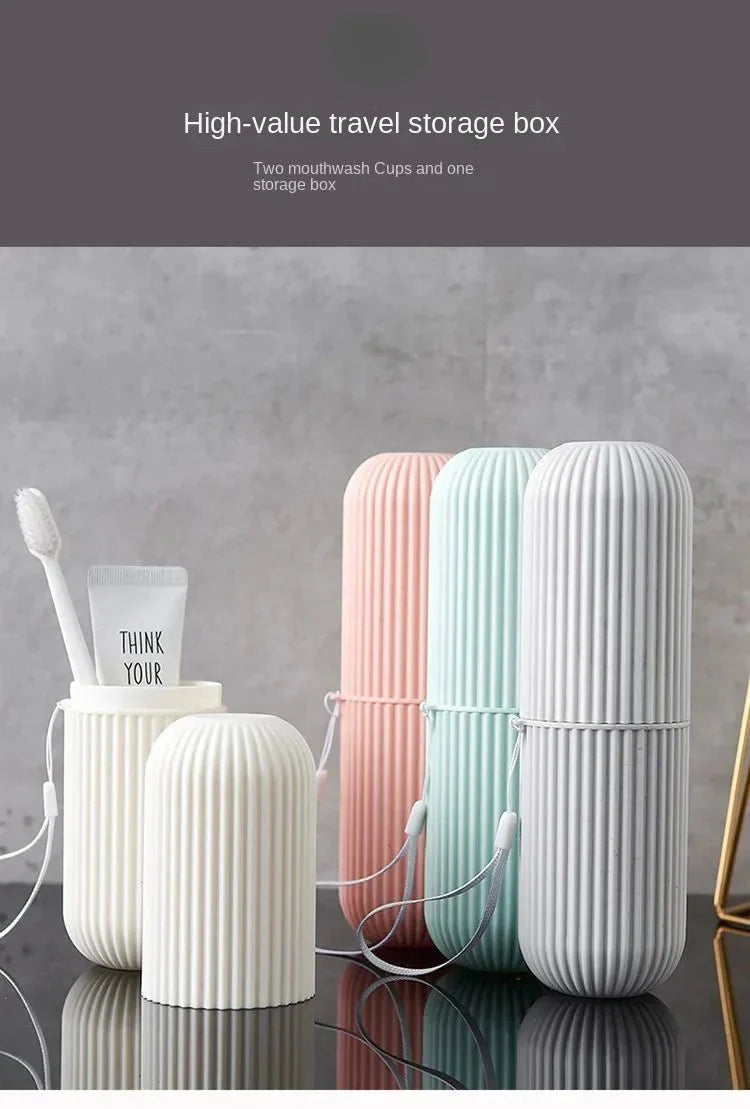 Portable Toothbrush Cup – Travel Toothpaste Holder and Toiletry Storage Case Organizer
