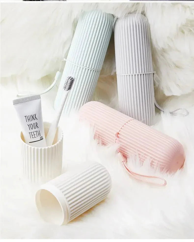 Portable Toothbrush Cup – Travel Toothpaste Holder and Toiletry Storage Case Organizer