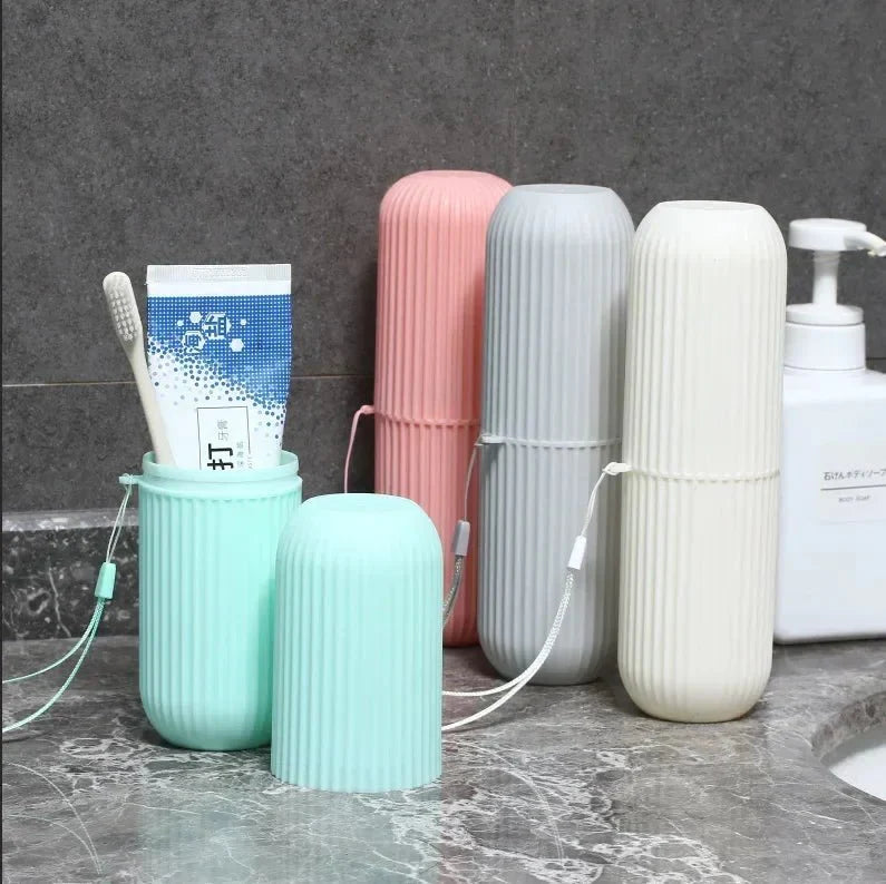 Portable Toothbrush Cup – Travel Toothpaste Holder and Toiletry Storage Case Organizer