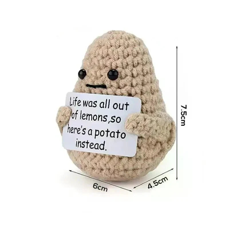 Positive Energy Potato Hug Doll – Mini Handmade Plush with Card