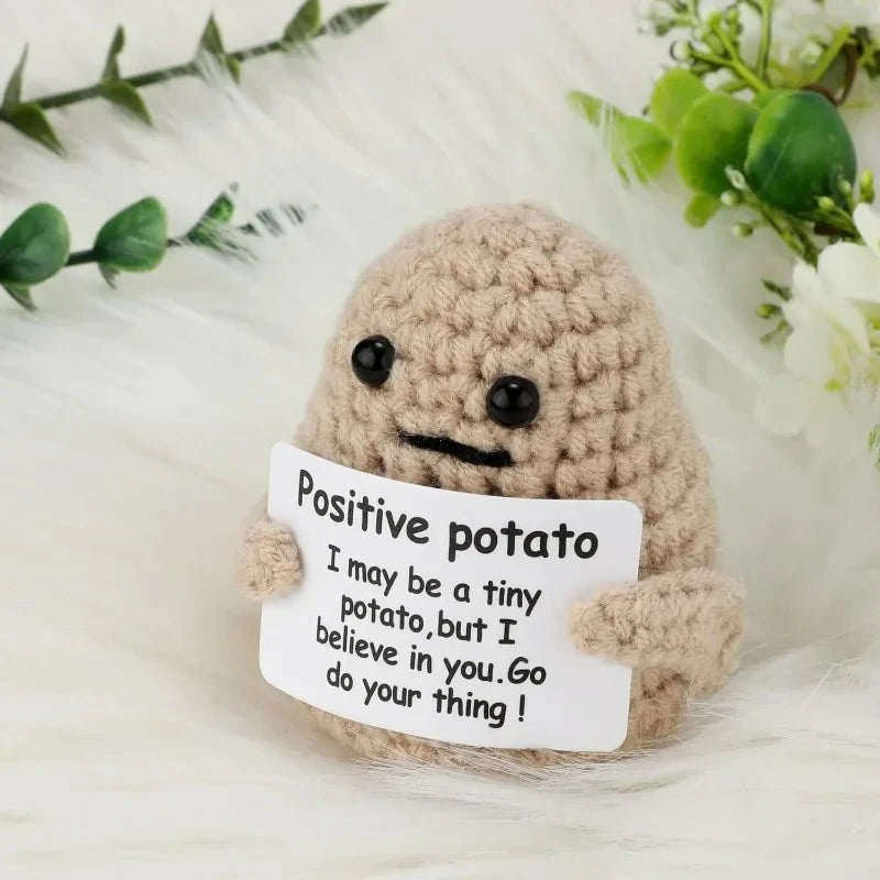 Positive Energy Potato Hug Doll – Mini Handmade Plush with Card