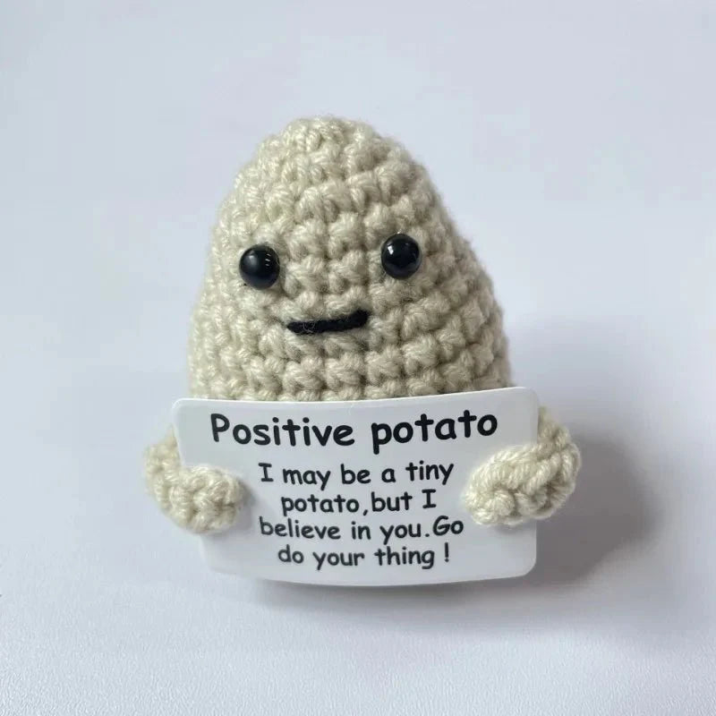 Positive Energy Potato Hug Doll – Mini Handmade Plush with Card