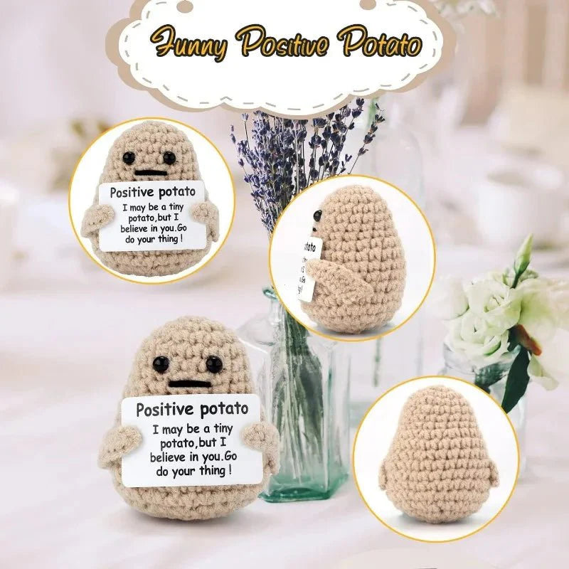 Positive Energy Potato Hug Doll – Mini Handmade Plush with Card