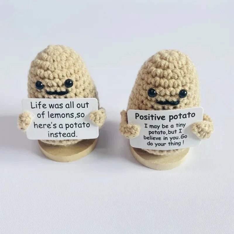 Positive Energy Potato Hug Doll – Mini Handmade Plush with Card