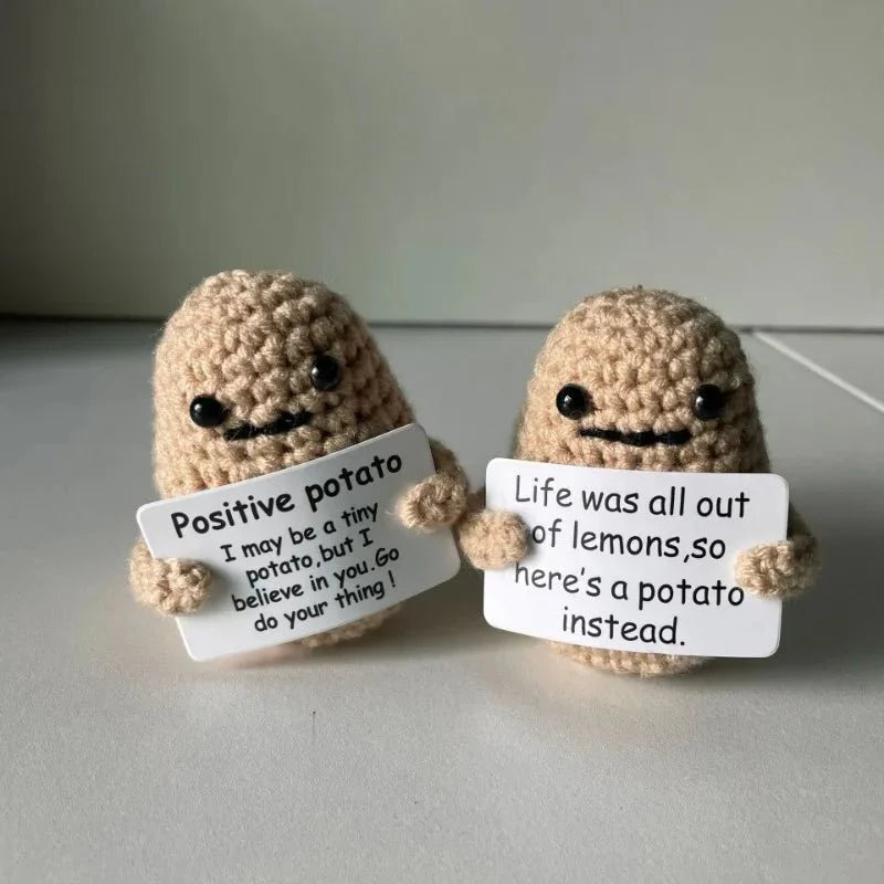 Positive Energy Potato Hug Doll – Mini Handmade Plush with Card
