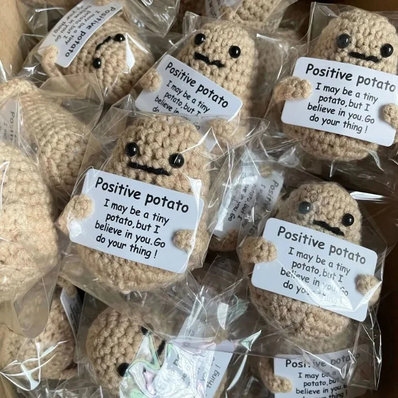 Positive Energy Potato Hug Doll – Mini Handmade Plush with Card
