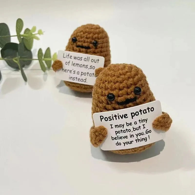 Positive Energy Potato Hug Doll – Mini Handmade Plush with Card