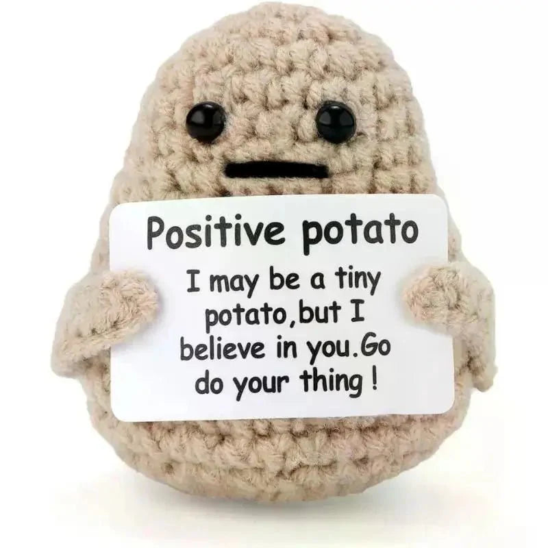 Positive Energy Potato Hug Doll – Mini Handmade Plush with Card